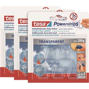 Tesa Â 3er Pack Powerstrips Klebehaken | 3x5 StÃ¼ck | fÃ¼r Poster & Deko | 200g Tragkraft | schnell und spurlos 