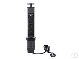 Stekkerdoos Pop-Up USB 9 X 43 Cm 3680W Zwart