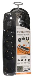 RELECTRIC Stekkerdoos - 3-voudig - 2x Usb-ingang - 1,5 Meter - Randaarde