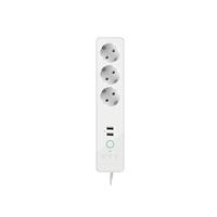 Qnect Slimme Stekkerdoos - Wi-fi 2,4ghz - 3-voudig Met 2x Usb - 16a ax 3600w - Werkt Met Google Home En Amazon Alexa