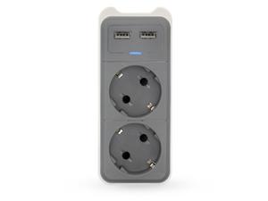 Caliber Stekkerblok 2 Aansluiten Met 2 X Usb - Wit/grijs (Hps1202u)