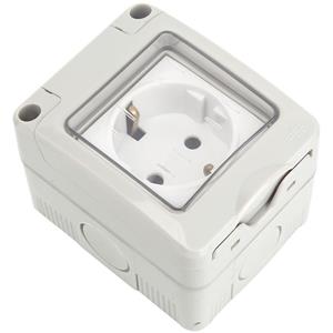 BES LED Wandcontactdoos - Aigi Trenck - Opbouw - Enkel - Randaarde - Waterdicht Ip55 - Grijs