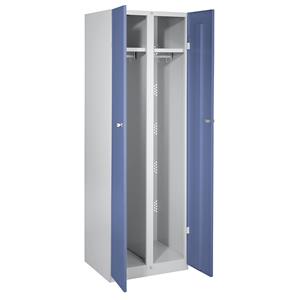 Wolf Stalen kast, breedte 600 mm, 2 garderobedelen, deuren duifblauw