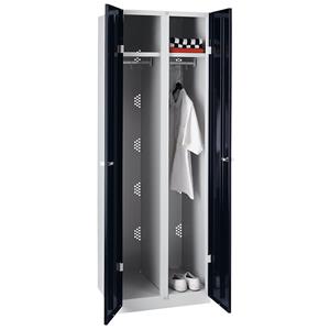 Wolf Stalen kast, breedte 600 mm, 2 garderobedelen, deuren gitzwart