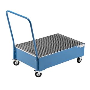 EUROKRAFTbasic Verrijdbare opvangbak van plaatstaal, l x b = 1200 x 800 mm, 2 vaten van 200 l staand, blauw RAL 5012