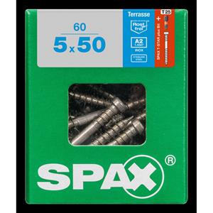 Spax - Terrassenschraube, 5 x 50 mm, 60 Stück, Fixiergewinde, Zylinderkopf, t-star plus T25, CUT-Spitze - 4507000500507