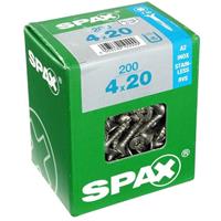 Spax - Edelstahlschraube, 4 x 20 mm, 200 Stück, Vollgewinde, Senkkopf, t-star plus T20, 4CUT - 4197000400207