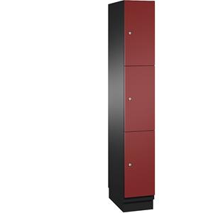 C+P CAMBIO-lockerkast met plaatstalen deuren, 3 vakken, breedte 300 mm, kastframe zwartgrijs / deur gentiaanblauw