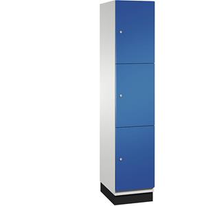C+P CAMBIO-lockerkast met plaatstalen deuren, 3 vakken, breedte 400 mm, kastframe zuiverwit / deur vuurrood