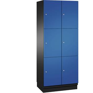 C+P CAMBIO-lockerkast met plaatstalen deuren, 6 vakken, breedte 800 mm, kastframe lichtgrijs / deur gentiaanblauw