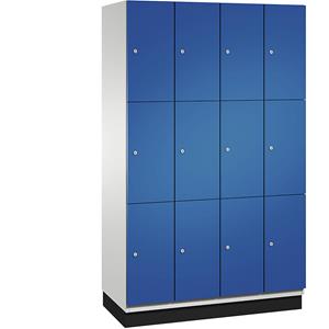 C+P CAMBIO-lockerkast met plaatstalen deuren, 12 vakken, breedte 1200 mm, kastframe lichtgrijs / deur gentiaanblauw, vakhoogte 616,6 mm