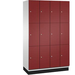 C+P CAMBIO-lockerkast met plaatstalen deuren, 12 vakken, breedte 1200 mm, kastframe lichtgrijs / deur lichtgrijs, vakhoogte 616,6 mm