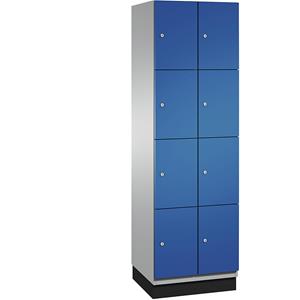 C+P CAMBIO-lockerkast met plaatstalen deuren, 8 vakken, breedte 600 mm, kastframe blank aluminiumkleurig / deur gentiaanblauw