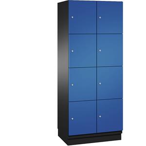 C+P CAMBIO-lockerkast met plaatstalen deuren, 8 vakken, breedte 800 mm, kastframe lichtgrijs / deur gentiaanblauw