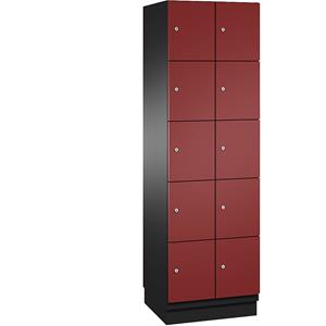 C+P CAMBIO-lockerkast met plaatstalen deuren, 10 vakken, breedte 600 mm, kastframe lichtgrijs / deur lichtgrijs