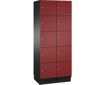 C+P CAMBIO-lockerkast met plaatstalen deuren, 10 vakken, breedte 800 mm, kastframe lichtgrijs / deur lichtgroen
