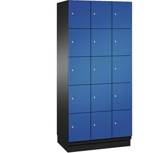 C+P CAMBIO-lockerkast met plaatstalen deuren, 15 vakken, breedte 900 mm, kastframe lichtgrijs / deur zwavelgeel