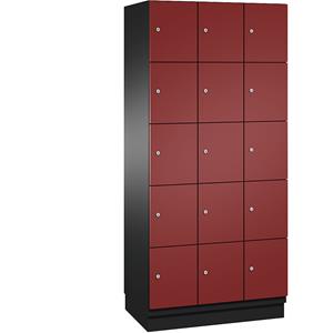 C+P CAMBIO-lockerkast met plaatstalen deuren, 15 vakken, breedte 900 mm, kastframe lichtgrijs / deur lichtgrijs