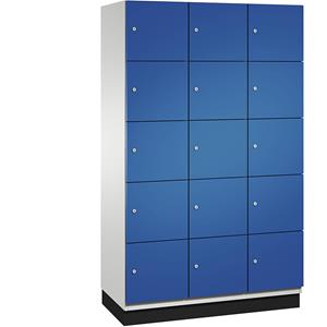 C+P CAMBIO-lockerkast met plaatstalen deuren, 15 vakken, breedte 1200 mm, kastframe lichtgrijs / deur gentiaanblauw