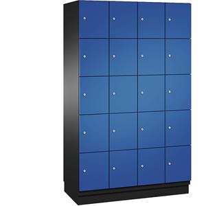 C+P CAMBIO-lockerkast met plaatstalen deuren, 20 vakken, breedte 1200 mm, kastframe zwartgrijs / deur blank aluminiumkleurig