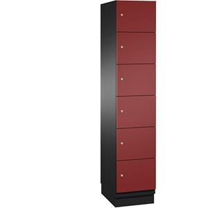 C+P CAMBIO-lockerkast met plaatstalen deuren, 6 vakken, breedte 400 mm, kastframe lichtgrijs / deur gentiaanblauw