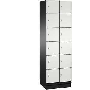 C+P CAMBIO-lockerkast met plaatstalen deuren, 12 vakken, breedte 600 mm, kastframe zwartgrijs / deur lichtgrijs