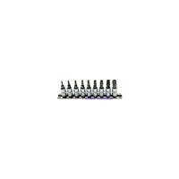 BGS TECHNIC Bit-Einsatz-Satz | Antrieb Innenvierkant 6,3 mm 1/4 Zoll | T-Profil (fÃ¼r Torx) mit Bohrung T10 - T50 | 9-tlg.