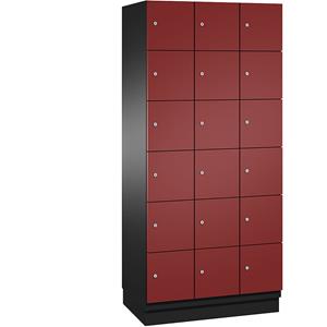 C+P CAMBIO-lockerkast met plaatstalen deuren, 18 vakken, breedte 900 mm, kastframe zwartgrijs / deur zuiverwit