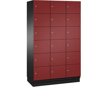 C+P CAMBIO-lockerkast met plaatstalen deuren, 18 vakken, breedte 1200 mm, kastframe lichtgrijs / deur lichtgrijs
