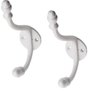 3x Luxe kapstokhaken / jashaken wit / retro roest look - hoogwaardig aluminium - 15 x 3,5 cm - Wit