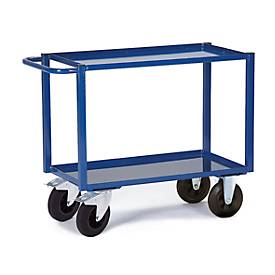 Rollcart Transportsysteme Etagewagen, 2 laadvlakken/plaatstalen bakken, 895 x 495 mm, draagvermogen 400 kg