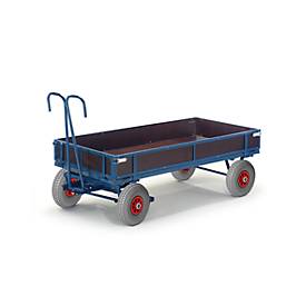 ROLLCART Handpritschenwagen mit HolzbordwÃnden 960x660x410mm Luftbereifung - 