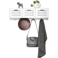 SOBUY FHK19-W Wandgarderobe Flurgarderobe Kleiderhaken HÃngeregal mit 3 KÃ¶rben und 4 Haken Garderobe weiÃŸ BHT ca.: 80x25x20cm