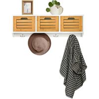 SOBUY FHK19-WN Wandgarderobe Flurgarderobe Kleiderhaken HÃngeregal mit 3 KÃ¶rben und 4 Haken Garderobe natur BHT ca.: 80x25x20cm