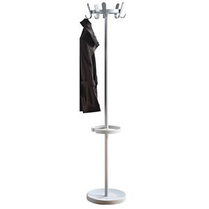 EUROKRAFTpro Kapstokstandaard met 5 haken, hoogte 1680 mm, Ø 350 mm, haakkleur zilver