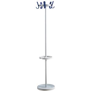 EUROKRAFTpro Kapstokstandaard met 5 haken, hoogte 1680 mm, Ø 350 mm, haakkleur blauw