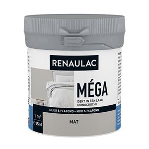 Renaulac Muurverf tester  Mega fluweel grijs mat 75ml