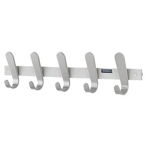EUROKRAFTpro Kapstoklijst, 5 mantelhaken, h x b x d = 130 x 600 x 60 mm, VE = 2 stuks, haakkleur zilver