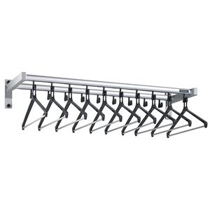 EUROKRAFTpro Wandkapstok, met hoedenplank, 19 mantelhaken, 10 kleerhangers, zilverkleurig