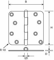 Dulimex SCHARNIER ROND HOEK 76X76 RVS