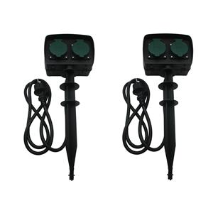 2x Tuinstekkerdozen / Tuincontactdozen Op Spies Met Timer Spatwaterdicht 1.5 Meter tekkerblokken
