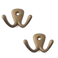 Merkloos 2x Luxe kapstokhaken / jashaken / kapstokhaakjes aluminium brons dubbele haak 4,2 x 5,0 cm -