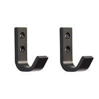 Merkloos 2x Luxe kapstokhaken / jashaken / kapstokhaakjes zwart hoogwaardig aluminium 5,4 x 3,7 cm -