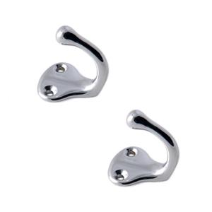 3x Luxe kapstokhaken / jashaken / kapstokhaakjes messing verchroomd enkele haak 3,8 x 3 cm -