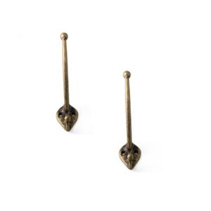 2x Luxe kapstokhaken / jashaken / kapstokhaakjes aluminium antiek brons enkele haak 13 x 3,5 cm -