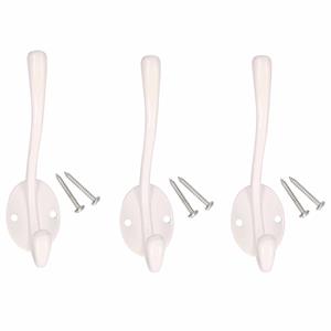3x Luxe kapstokhaken / jashaken / kapstokhaakjes wit metaal 12.5 x 8.5 cm -