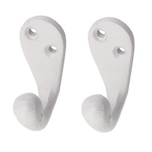 6x Luxe kapstokhaken / jashaken / kapstokhaakjes aluminium retro wit enkele haak 5,1 x 2,2 cm -
