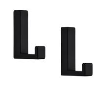 Merkloos 4x Luxe kapstokhaken / jashaken / kapstokhaakjes metaal modern zwart enkele haak 4 x 6,1 cm -