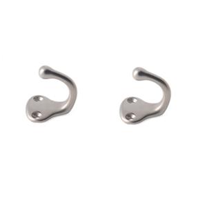 6x Luxe kapstokhaken / jashaken / kapstokhaakjes messing RVS kleur enkele haak 3,8 x 3 cm -