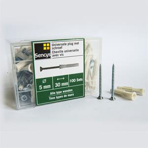 Sencys universele pluggen met schroef 5x30mm 100st